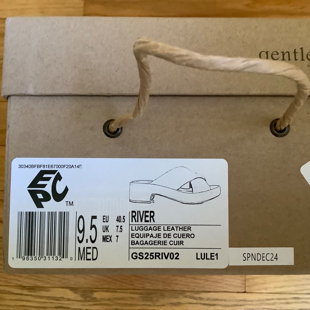 Gentle Souls River Platform Slide Sandal Luggage Leather SZ 9.5 - Picture 12 of 13